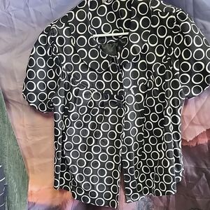 NY Collection Black and White Circle Blazer